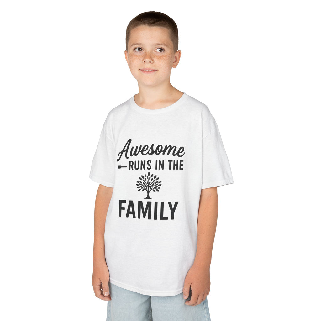 Awesome Runs In The Family Kids T-Shirt – Unisex Heavy Cotton Tee