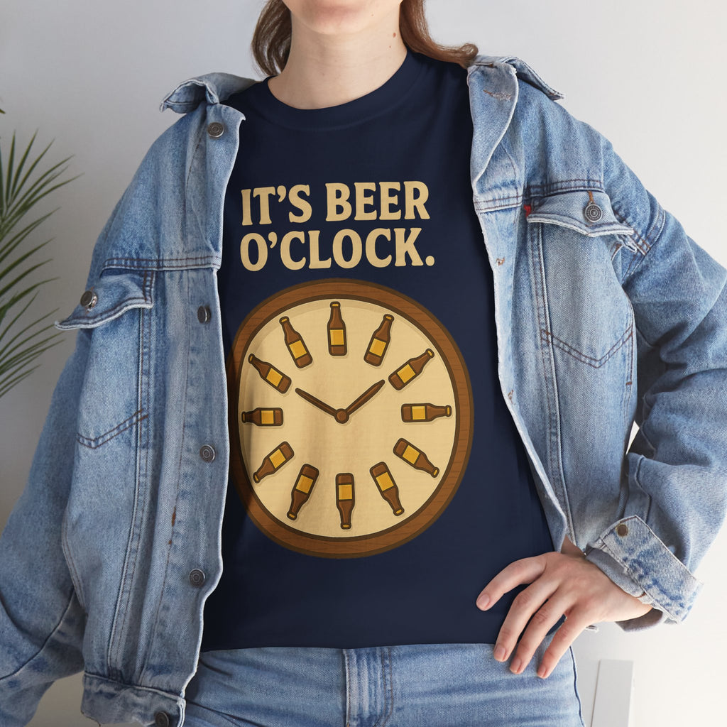 It’s Beer O’Clock Tee – Funny Unisex Cotton Beer Lover Shirt