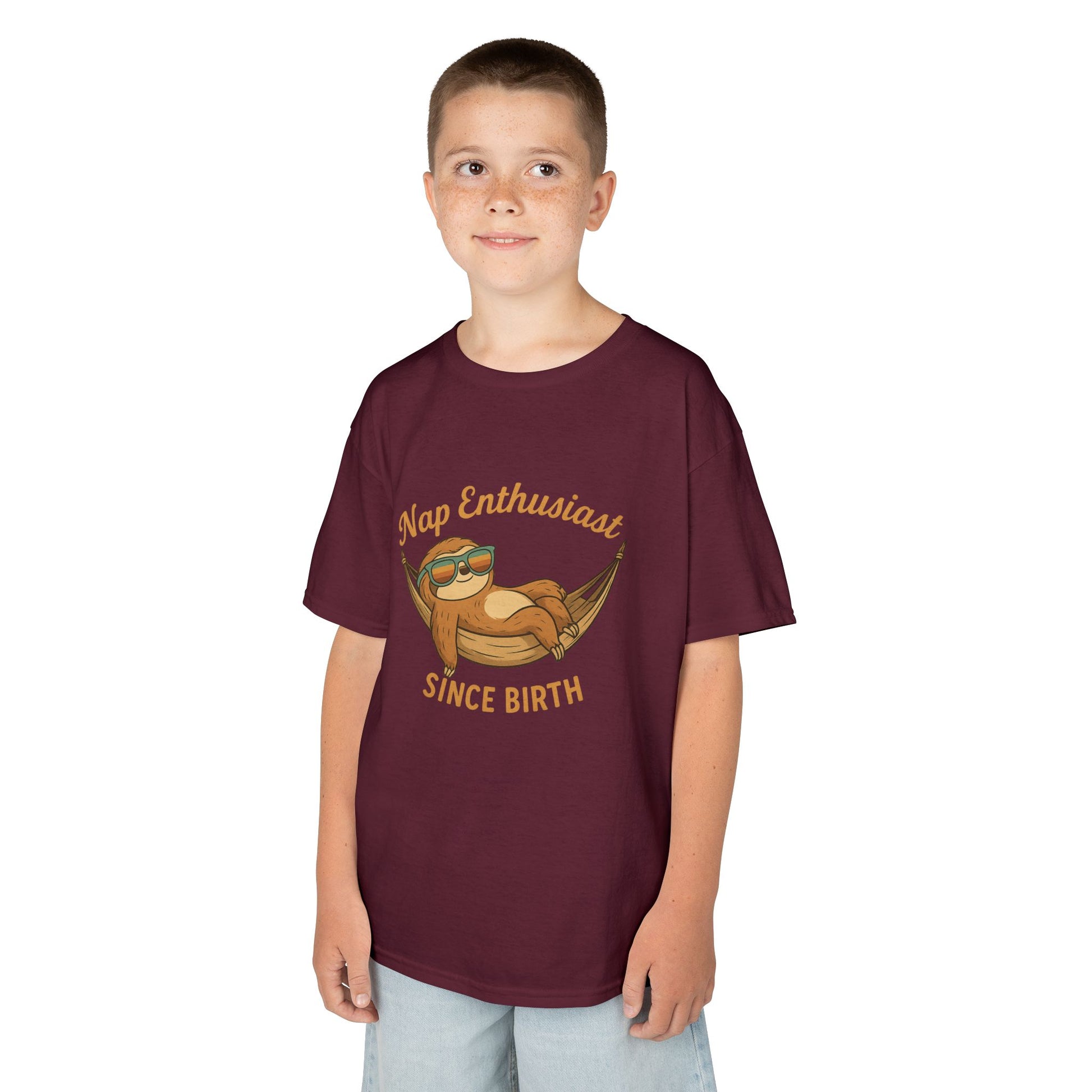 Nap Enthusiast – Vintage Sloth T-Shirt for Kids | Funny Lazy Unisex Cotton Tee