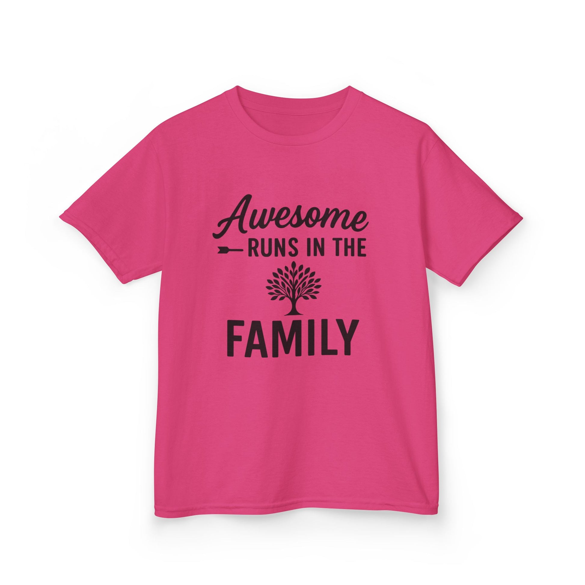 Awesome Runs In The Family Kids T-Shirt – Unisex Heavy Cotton Tee
