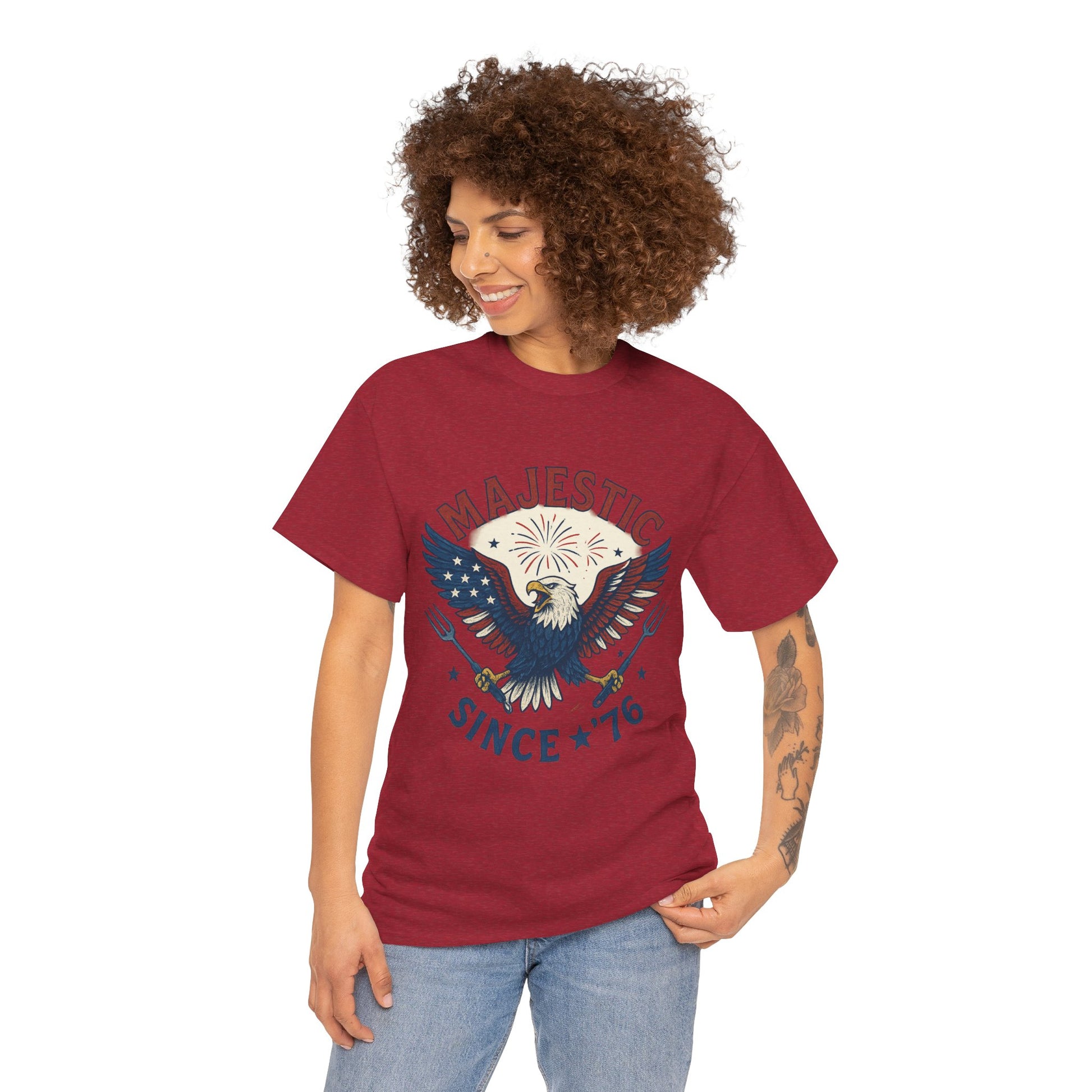 Majestic Eagle Since '76 T-Shirt – Vintage American Flag Tee for Men & Women, Patriotic USA Graphic Shirt