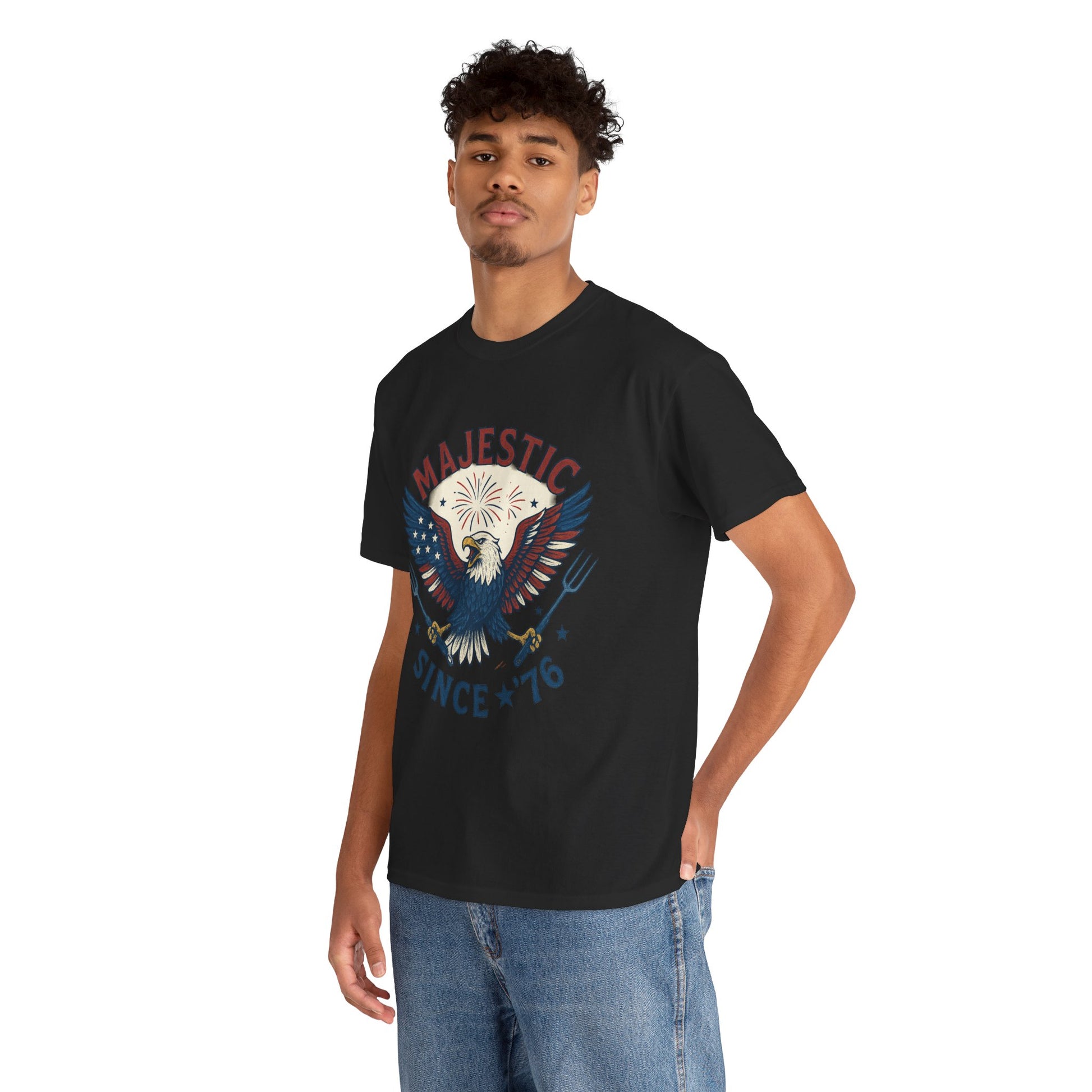 Majestic Eagle Since '76 T-Shirt – Vintage American Flag Tee for Men & Women, Patriotic USA Graphic Shirt