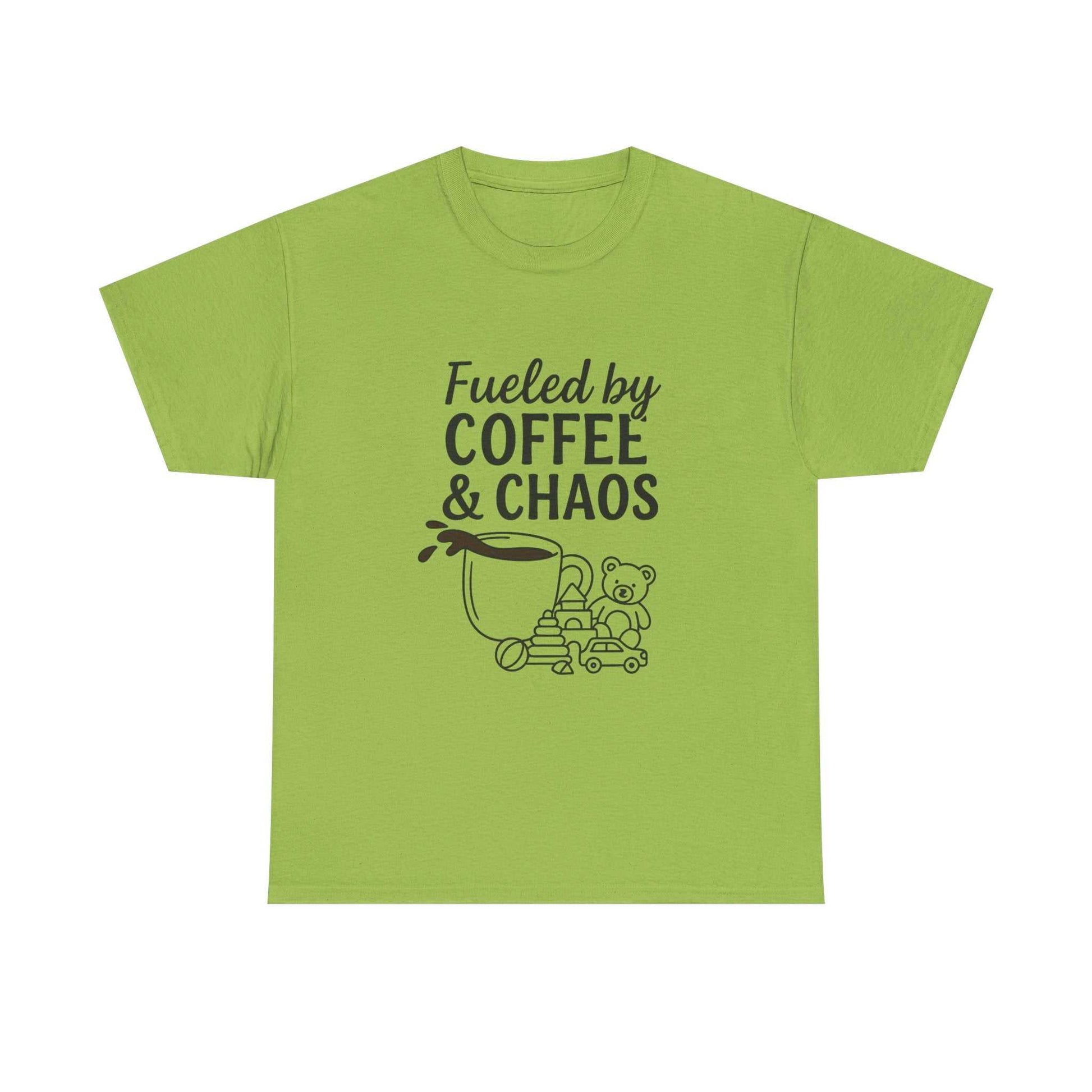 Fueled by Coffee & Chaos Shirt – Funny Unisex Tee for Moms & Dads