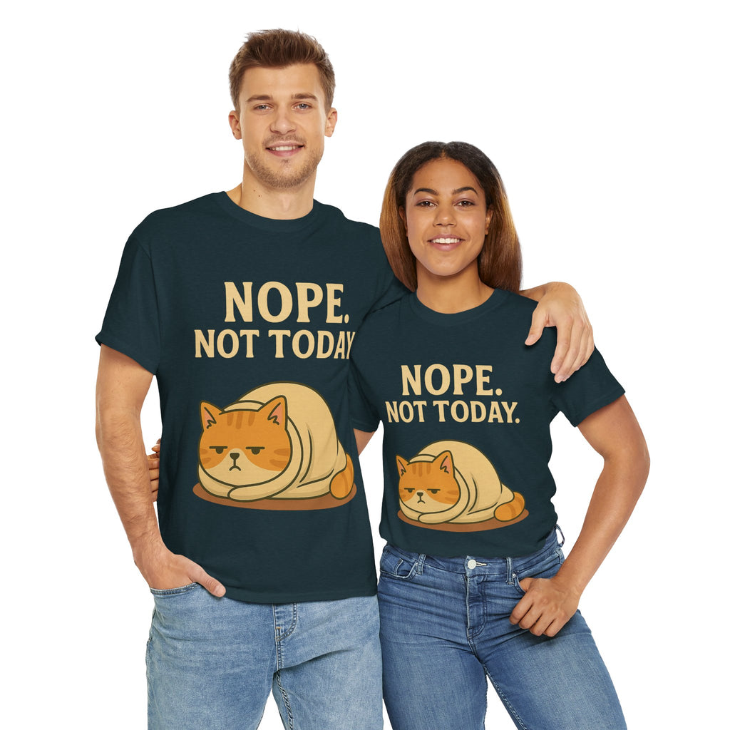 Lazy Cat "Nope. Not Today." Funny Graphic T-Shirt