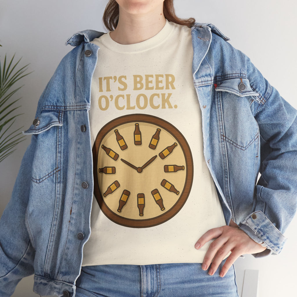 It’s Beer O’Clock Tee – Funny Unisex Cotton Beer Lover Shirt