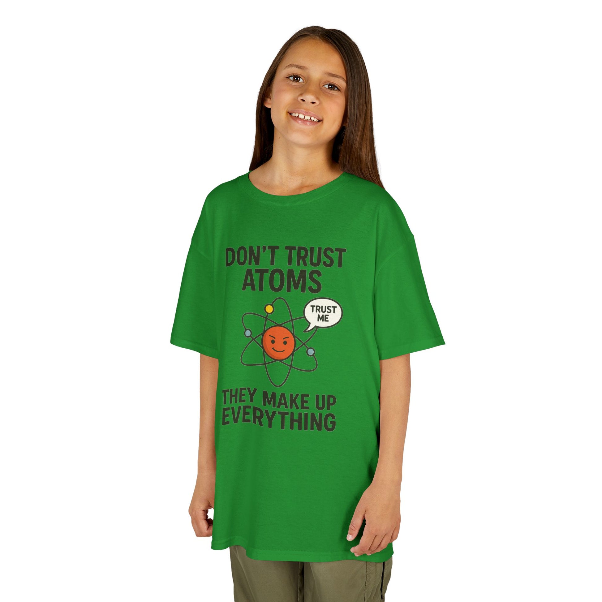 Don’t Trust Atoms – Funny Science T-Shirt for Kids | Unisex Nerdy Cotton Tee
