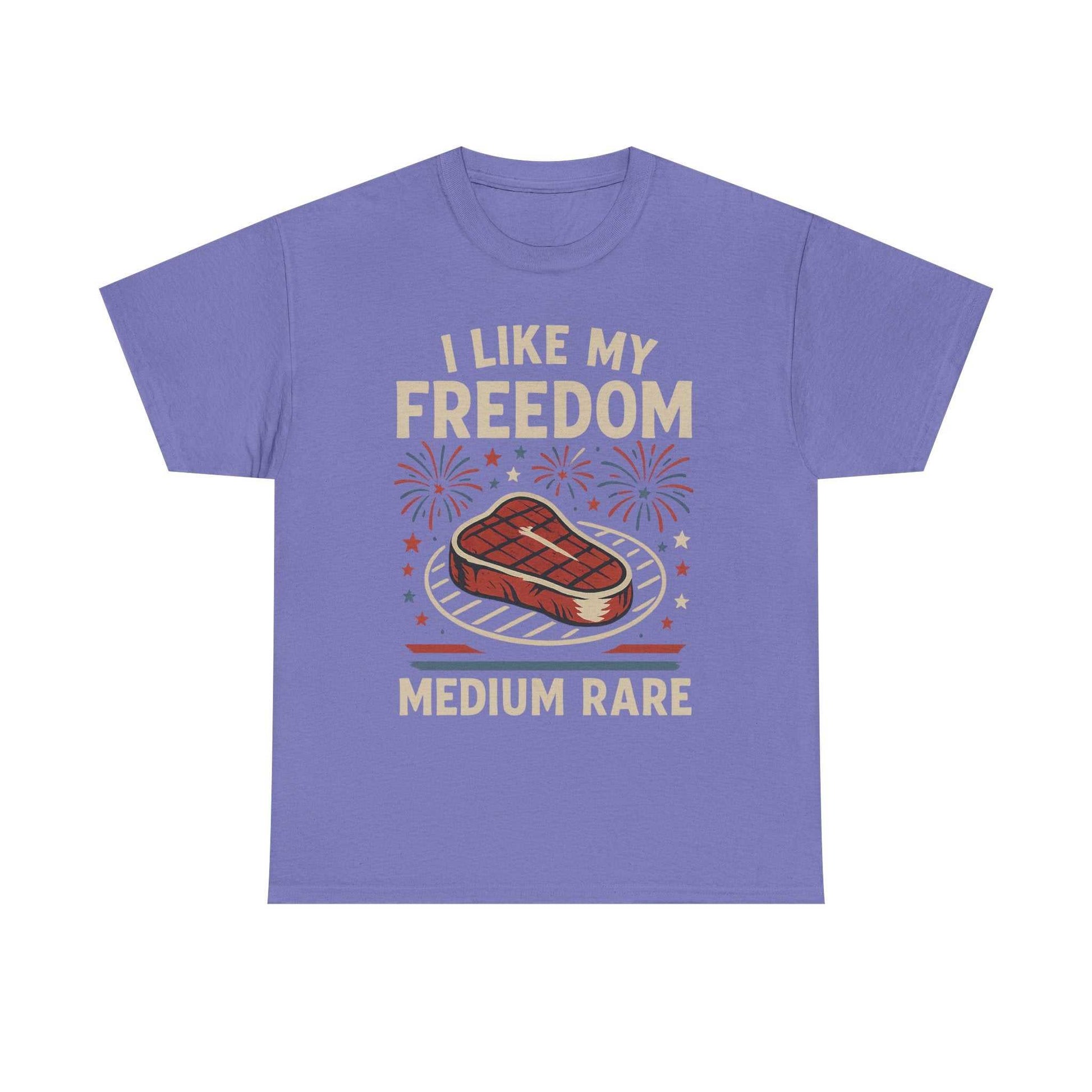 I Like My Freedom Medium Rare T-Shirt – Funny Patriotic BBQ Shirt for Men & Women, 4th of July USA Tee