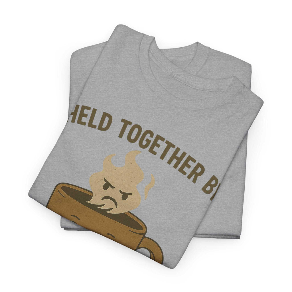Held Together by Caffeine and Spite T-Shirt – Funny Unisex Tee