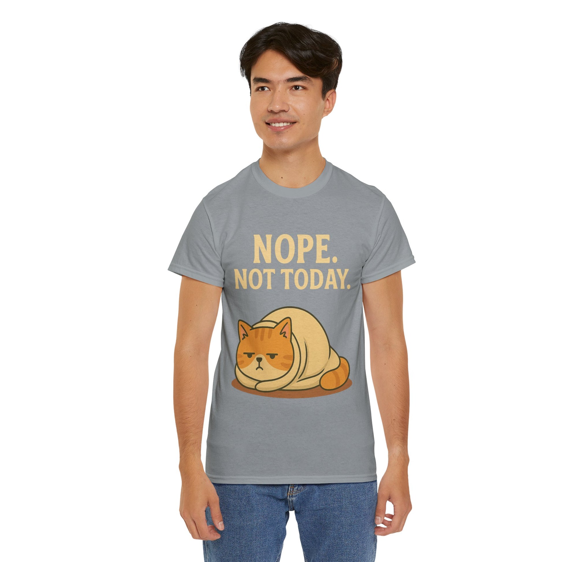 Lazy Cat "Nope. Not Today." Funny Graphic T-Shirt