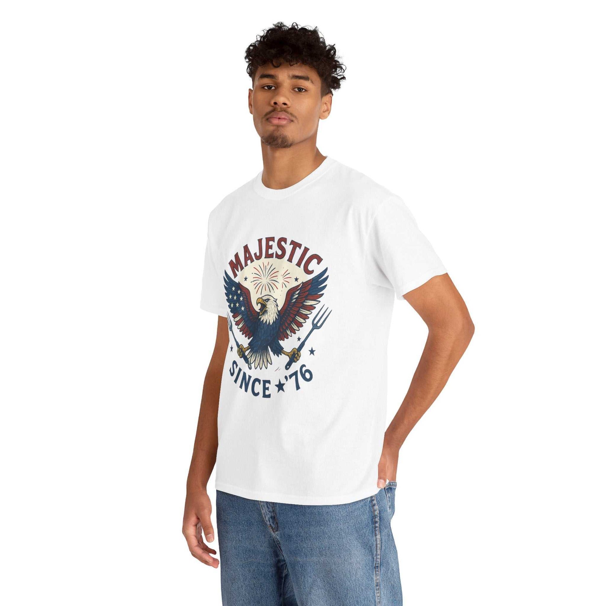Majestic Eagle Since '76 T-Shirt – Vintage American Flag Tee for Men & Women, Patriotic USA Graphic Shirt