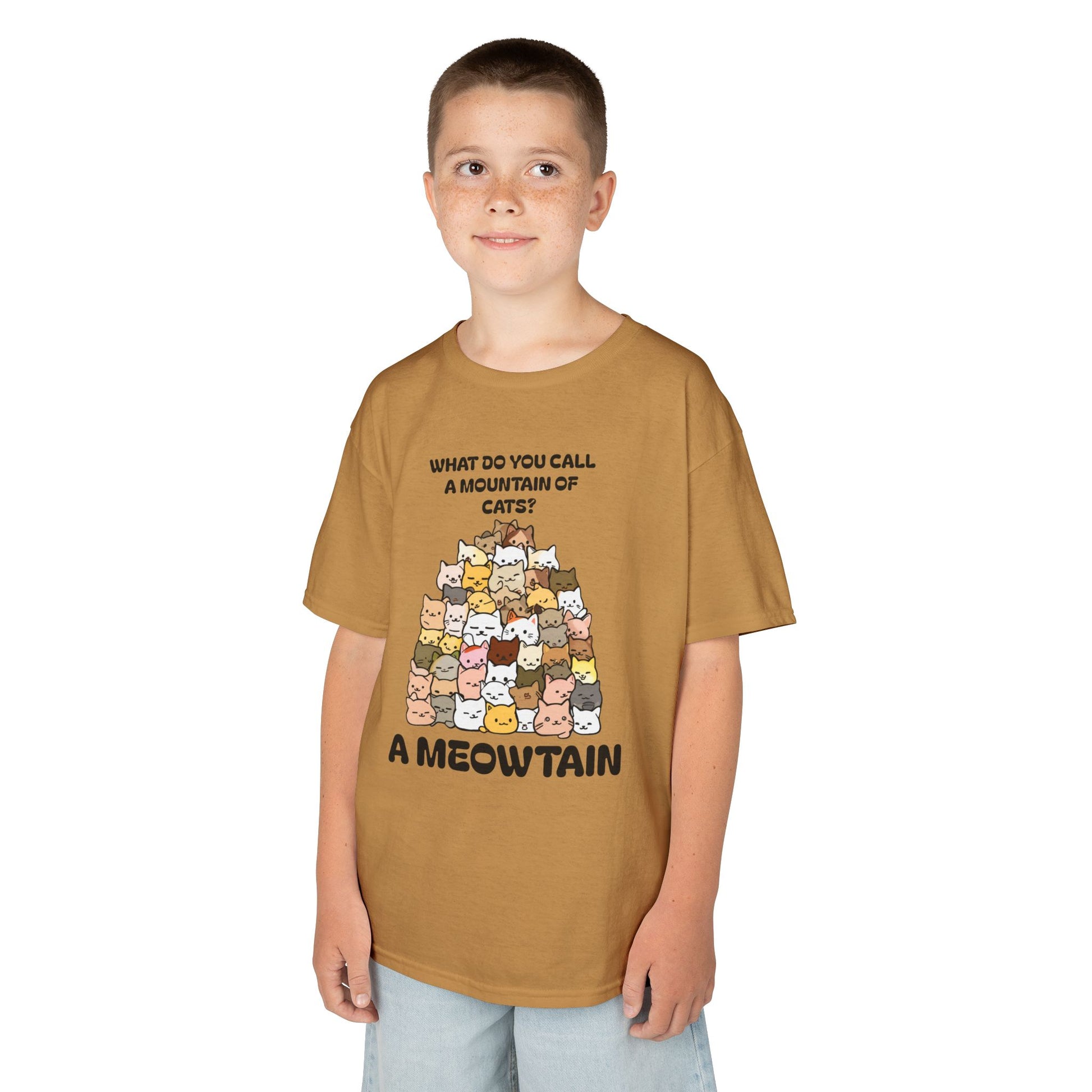 A Meowtain! Funny Cat Pile T-Shirt for Kids – Cute Unisex Graphic Tee