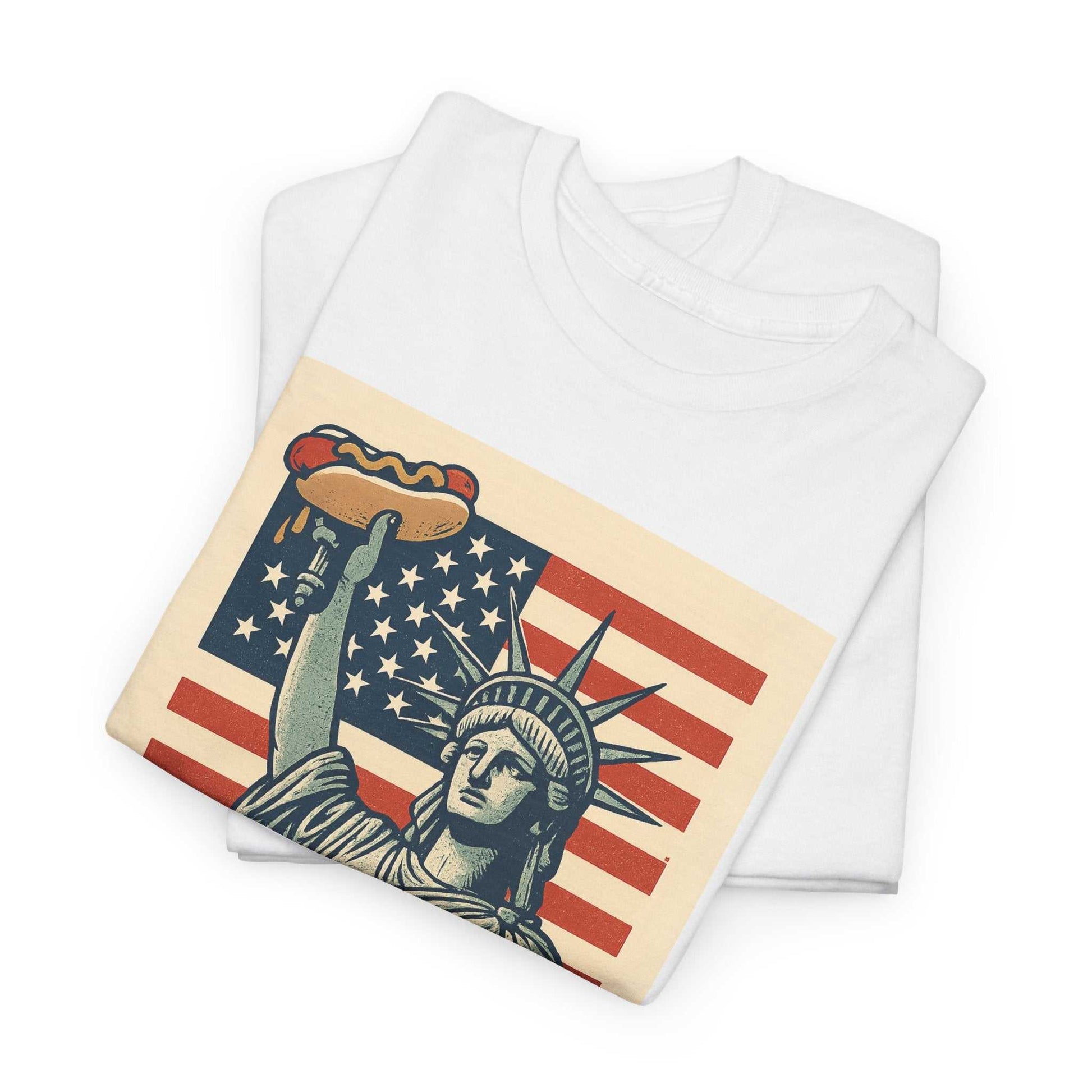 Freedom Tastes Better With Mustard T-Shirt – Funny 4th of July Hot Dog Tee, Patriotic Graphic Shirt for Men & Women