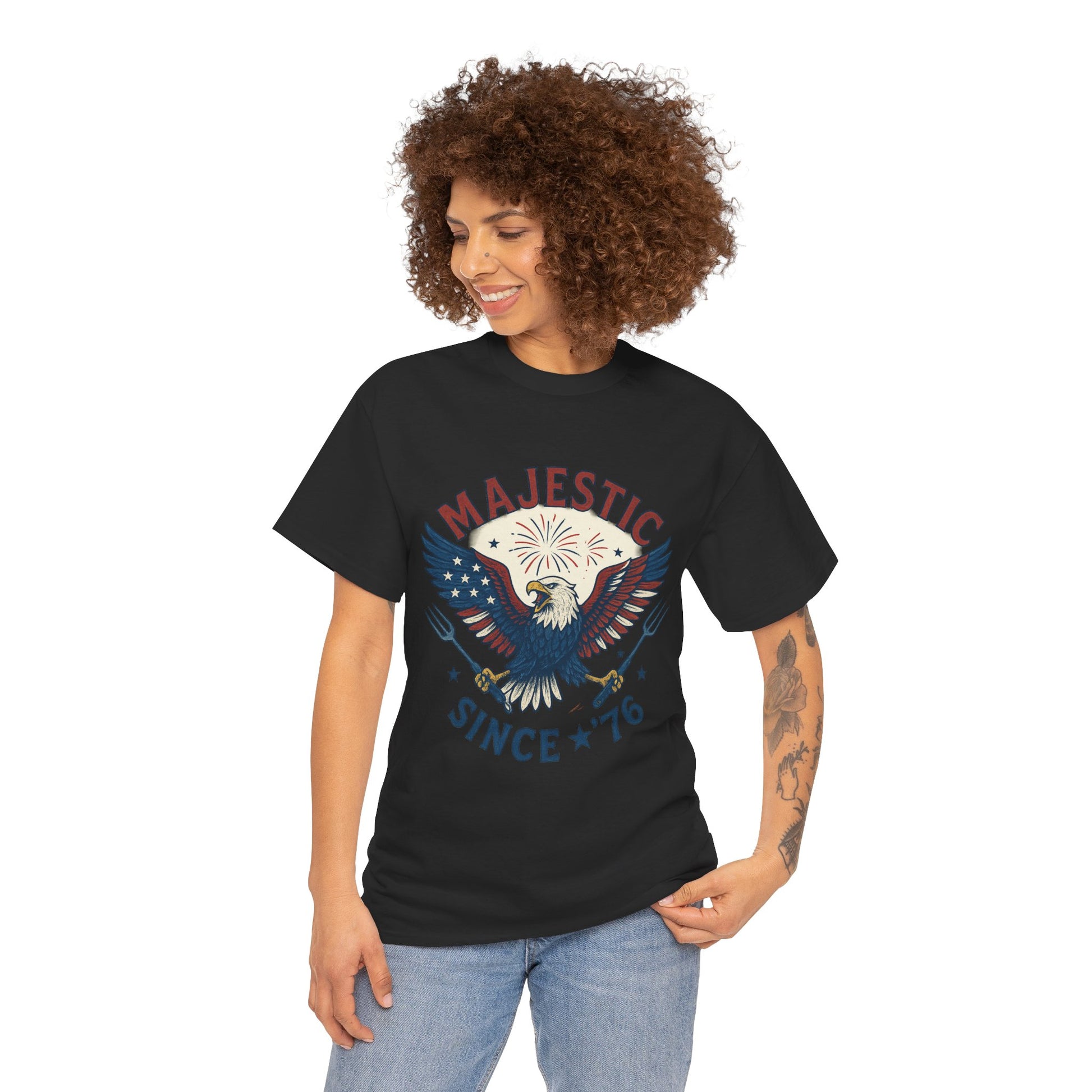 Majestic Eagle Since '76 T-Shirt – Vintage American Flag Tee for Men & Women, Patriotic USA Graphic Shirt