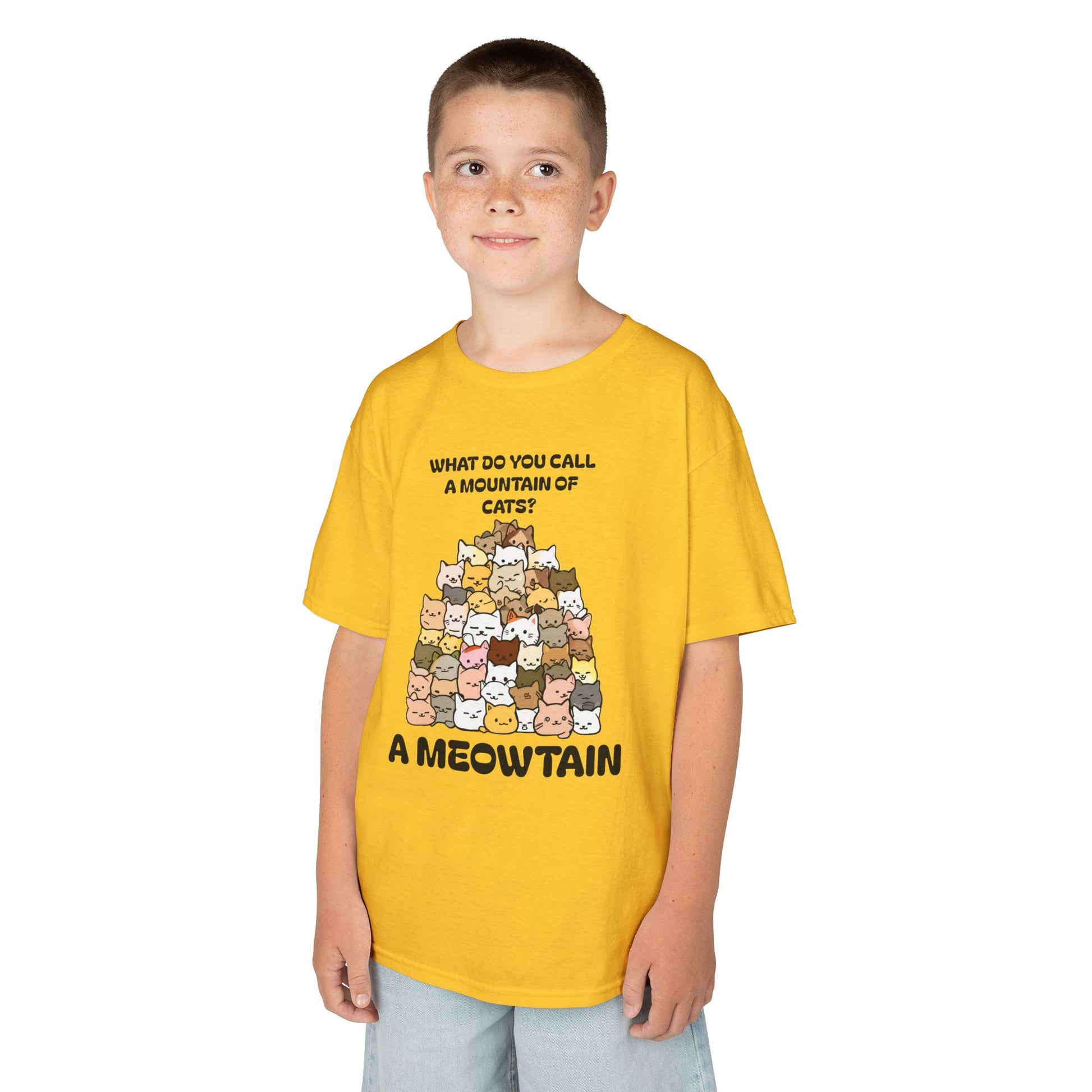 A Meowtain! Funny Cat Pile T-Shirt for Kids – Cute Unisex Graphic Tee