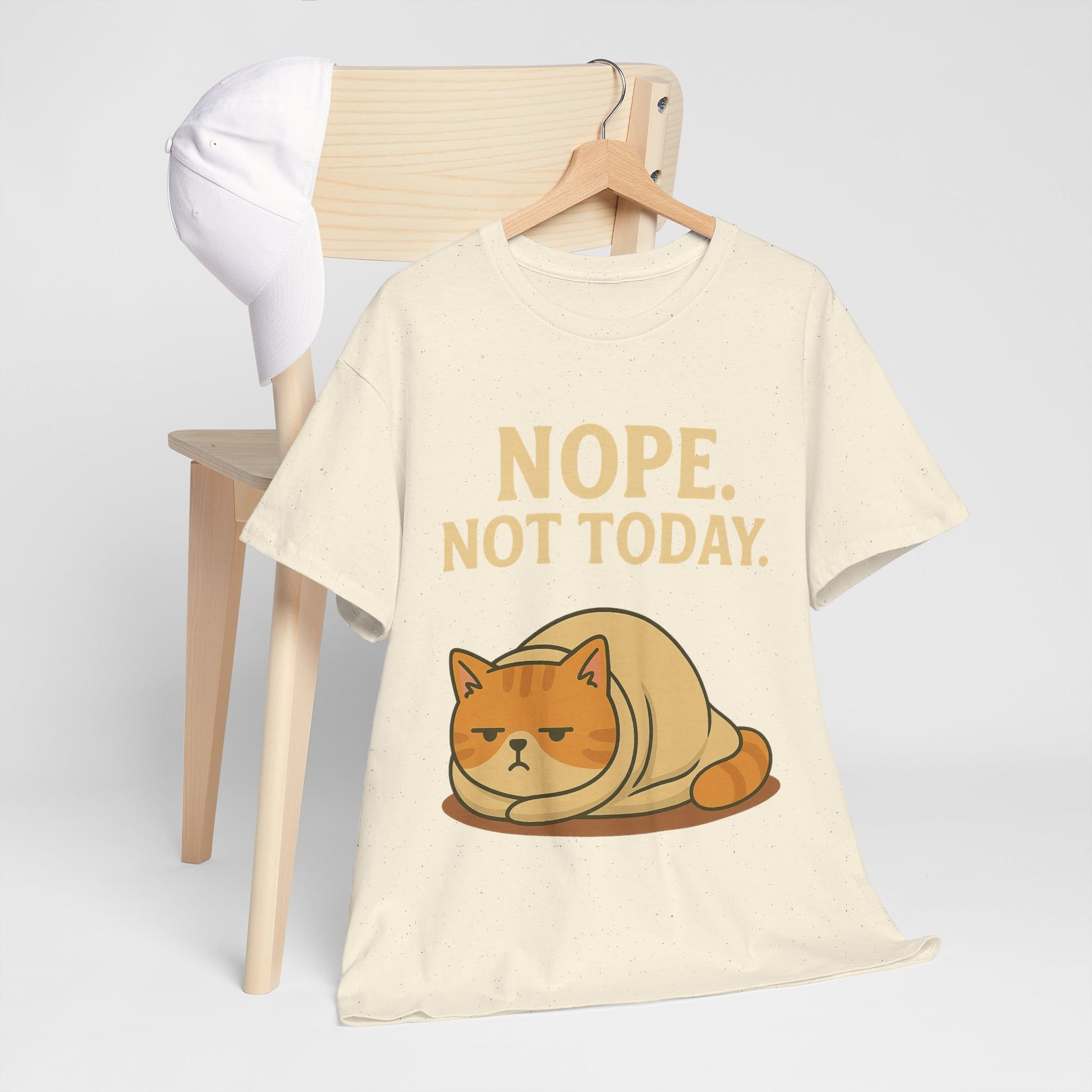 Lazy Cat "Nope. Not Today." Funny Graphic T-Shirt