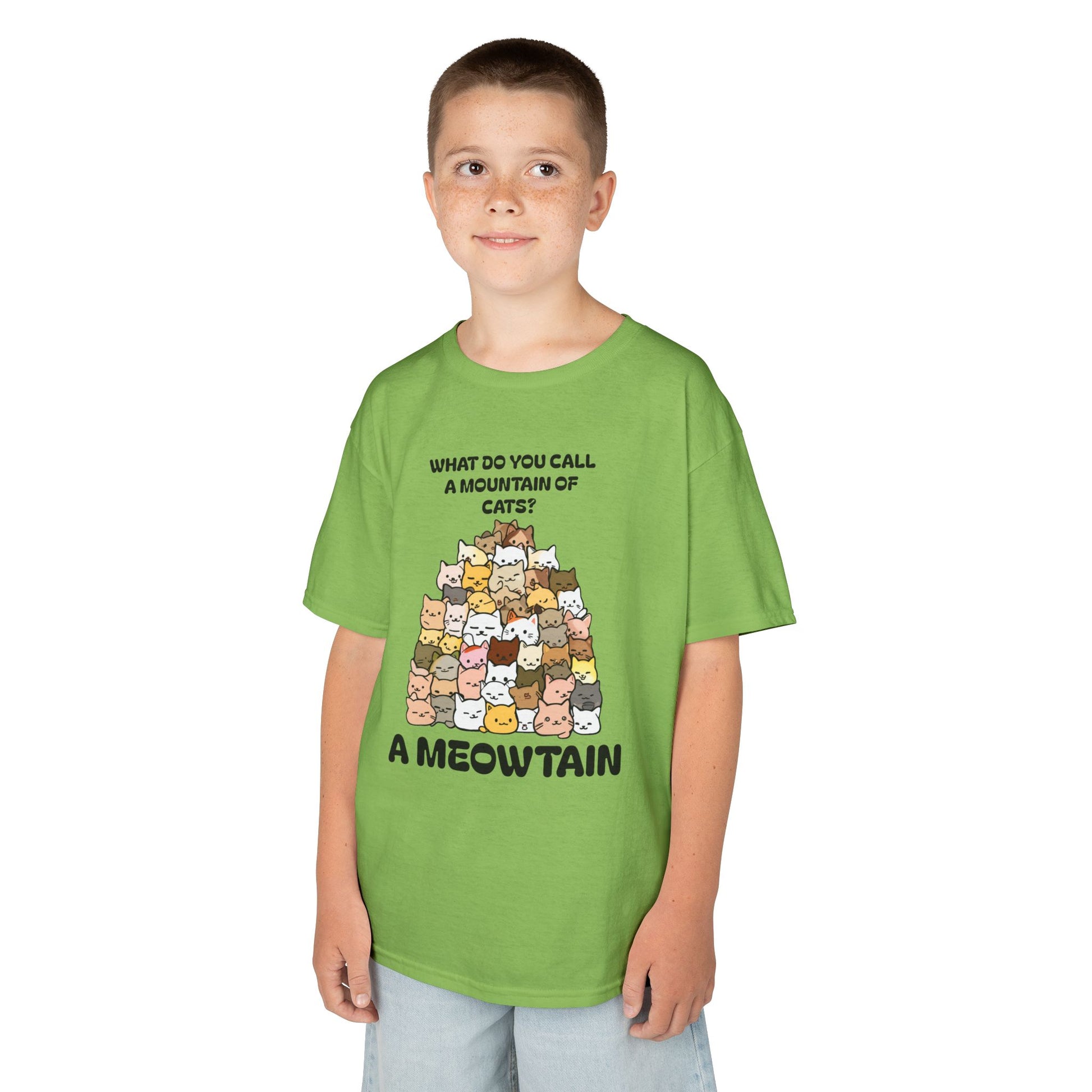 A Meowtain! Funny Cat Pile T-Shirt for Kids – Cute Unisex Graphic Tee