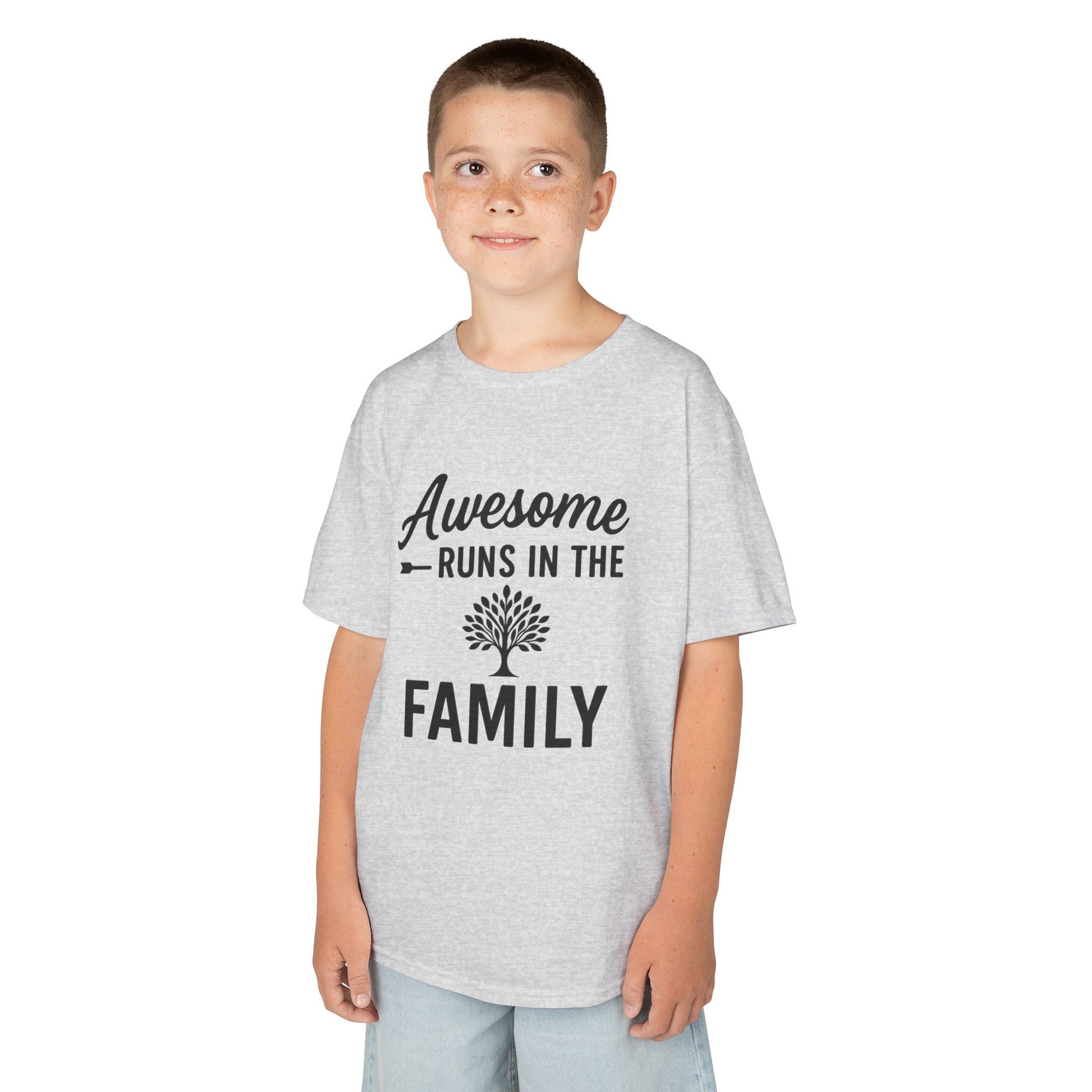 Awesome Runs In The Family Kids T-Shirt – Unisex Heavy Cotton Tee
