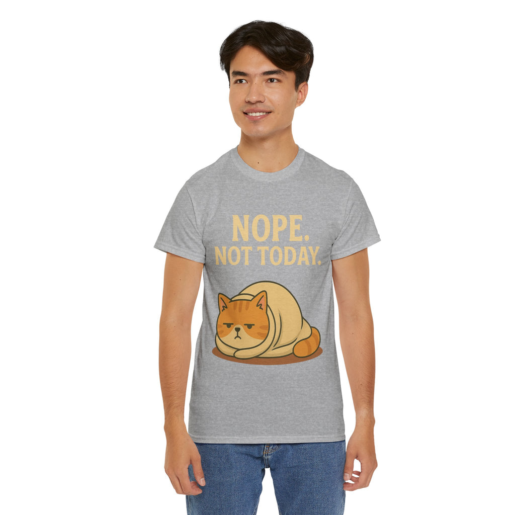 Lazy Cat "Nope. Not Today." Funny Graphic T-Shirt
