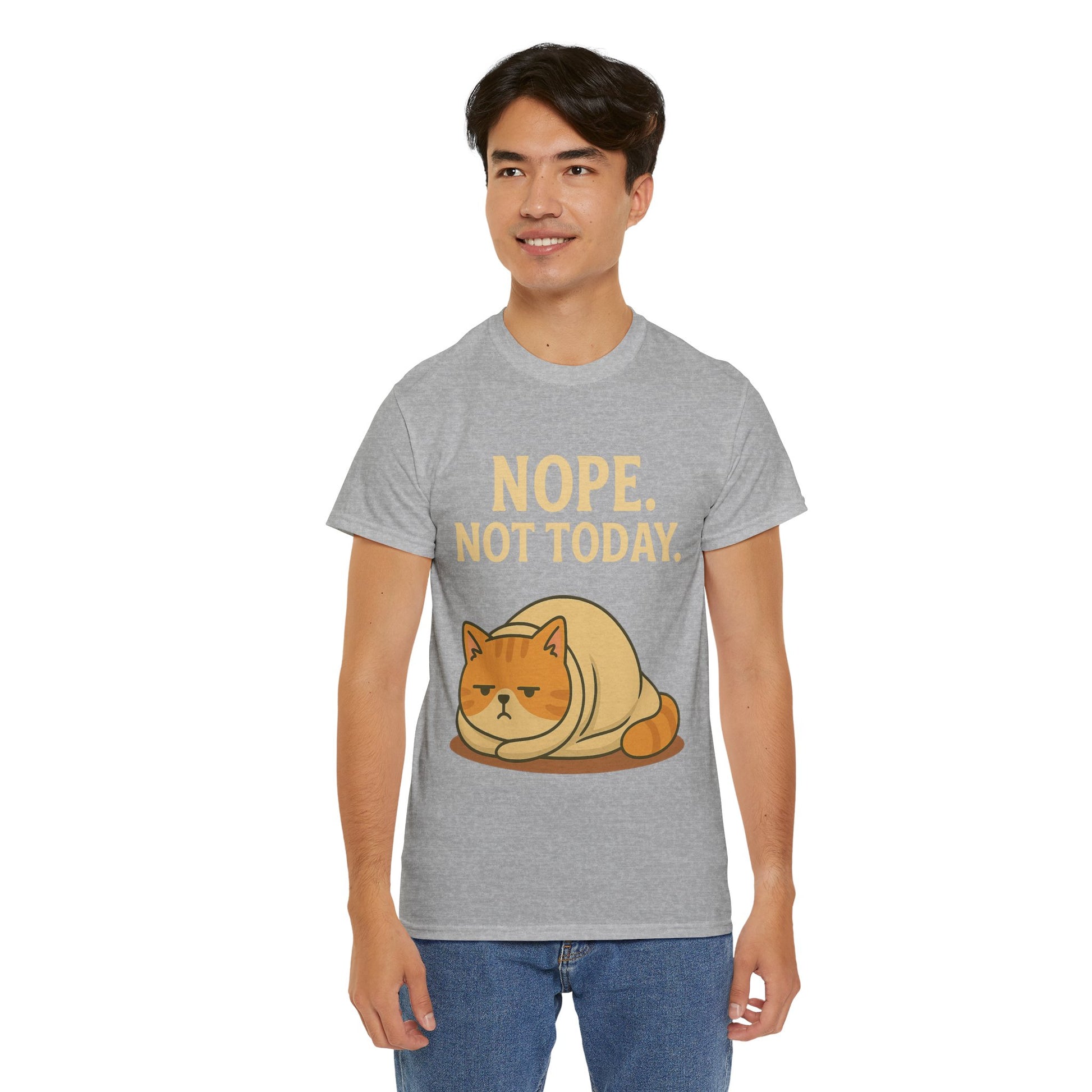 Lazy Cat "Nope. Not Today." Funny Graphic T-Shirt