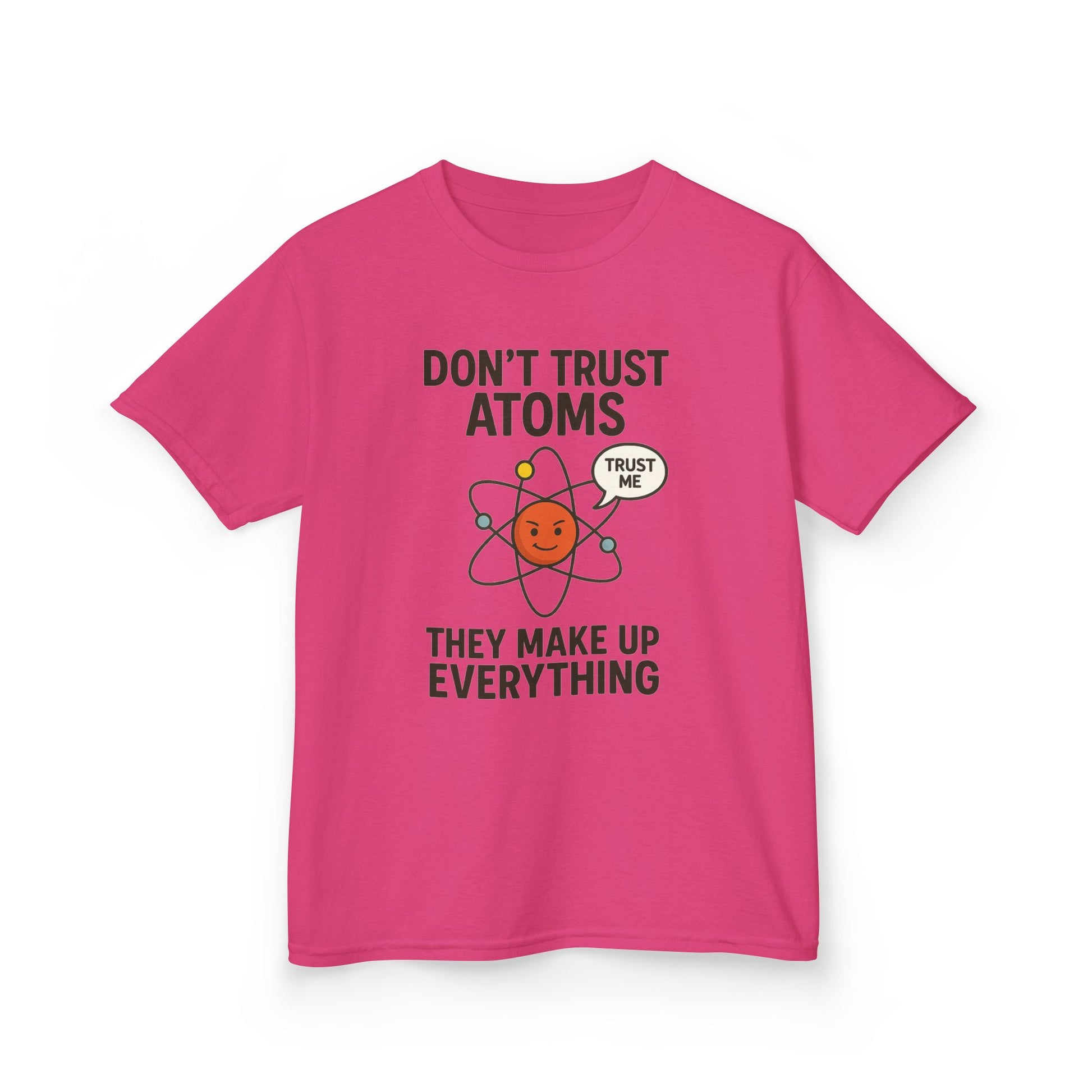 Don’t Trust Atoms – Funny Science T-Shirt for Kids | Unisex Nerdy Cotton Tee