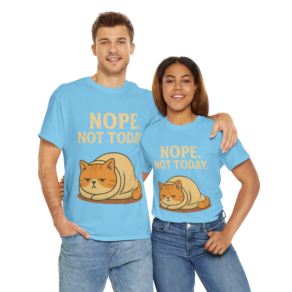 Lazy Cat "Nope. Not Today." Funny Graphic T-Shirt