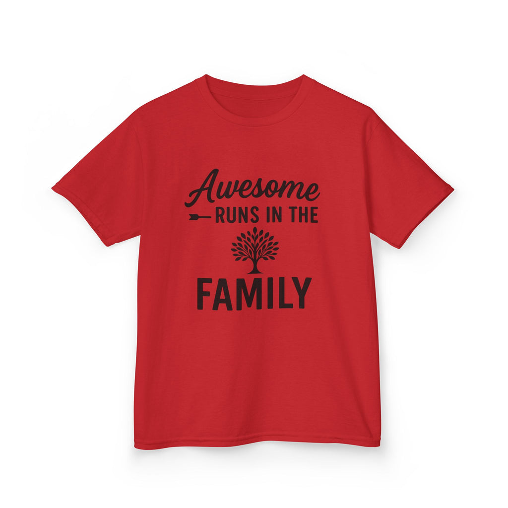 Awesome Runs In The Family Kids T-Shirt – Unisex Heavy Cotton Tee