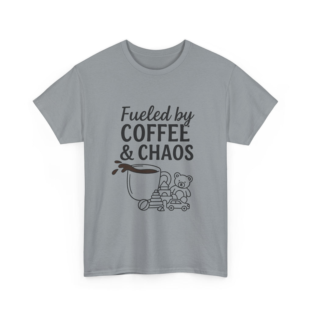 Fueled by Coffee & Chaos Shirt – Funny Unisex Tee for Moms & Dads