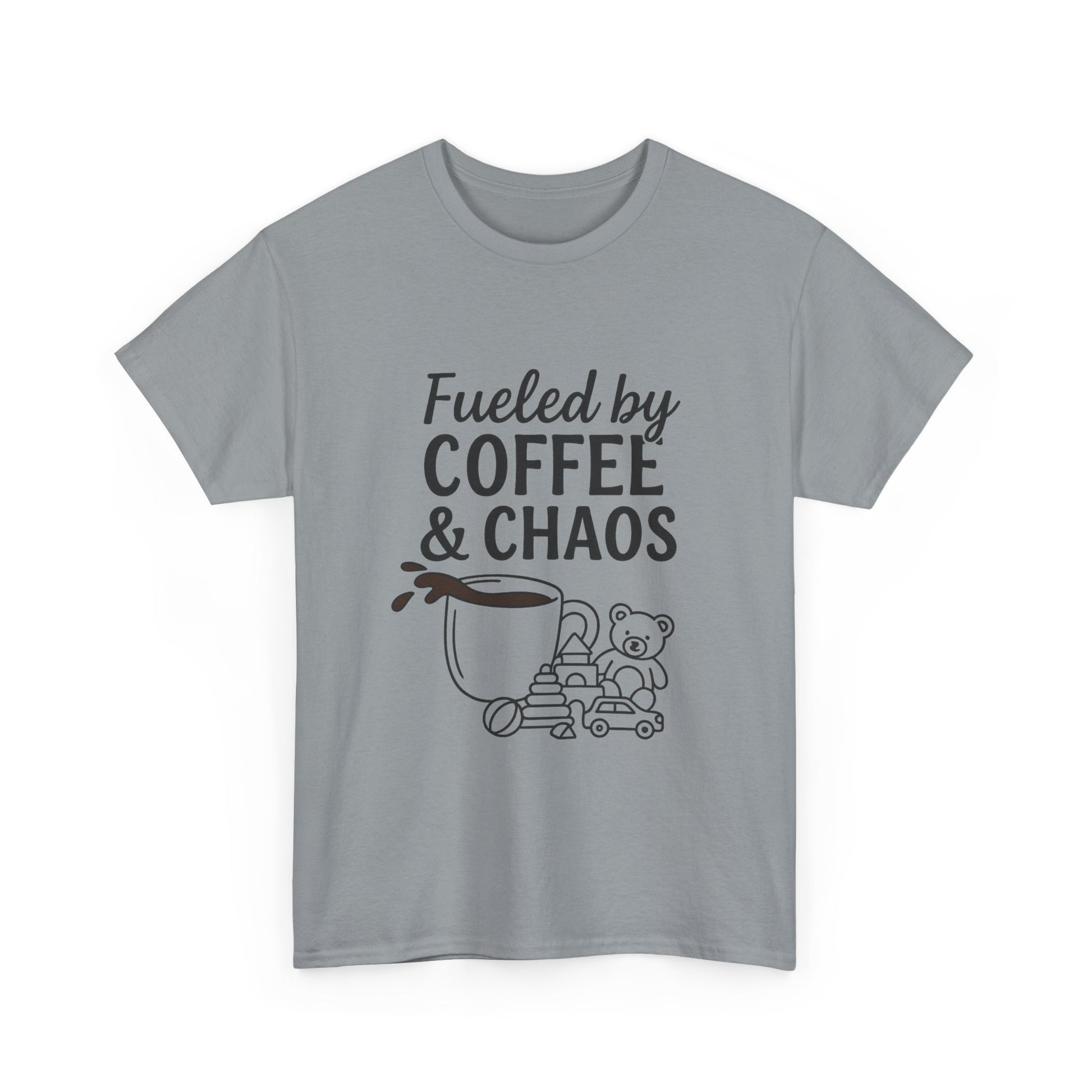 Fueled by Coffee & Chaos Shirt – Funny Unisex Tee for Moms & Dads