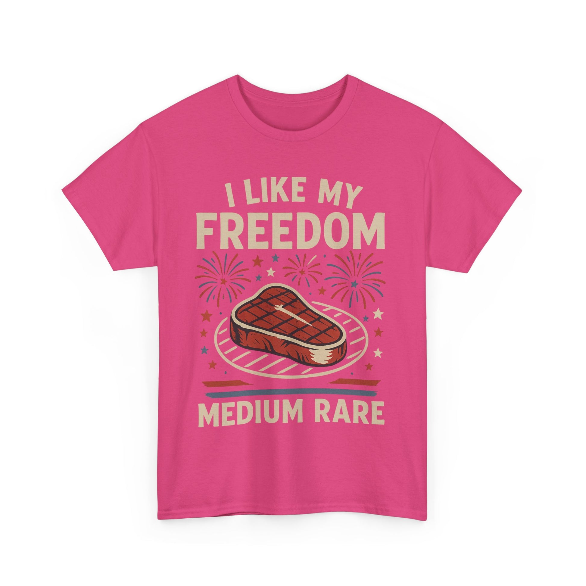 I Like My Freedom Medium Rare T-Shirt – Funny Patriotic BBQ Shirt for Men & Women, 4th of July USA Tee