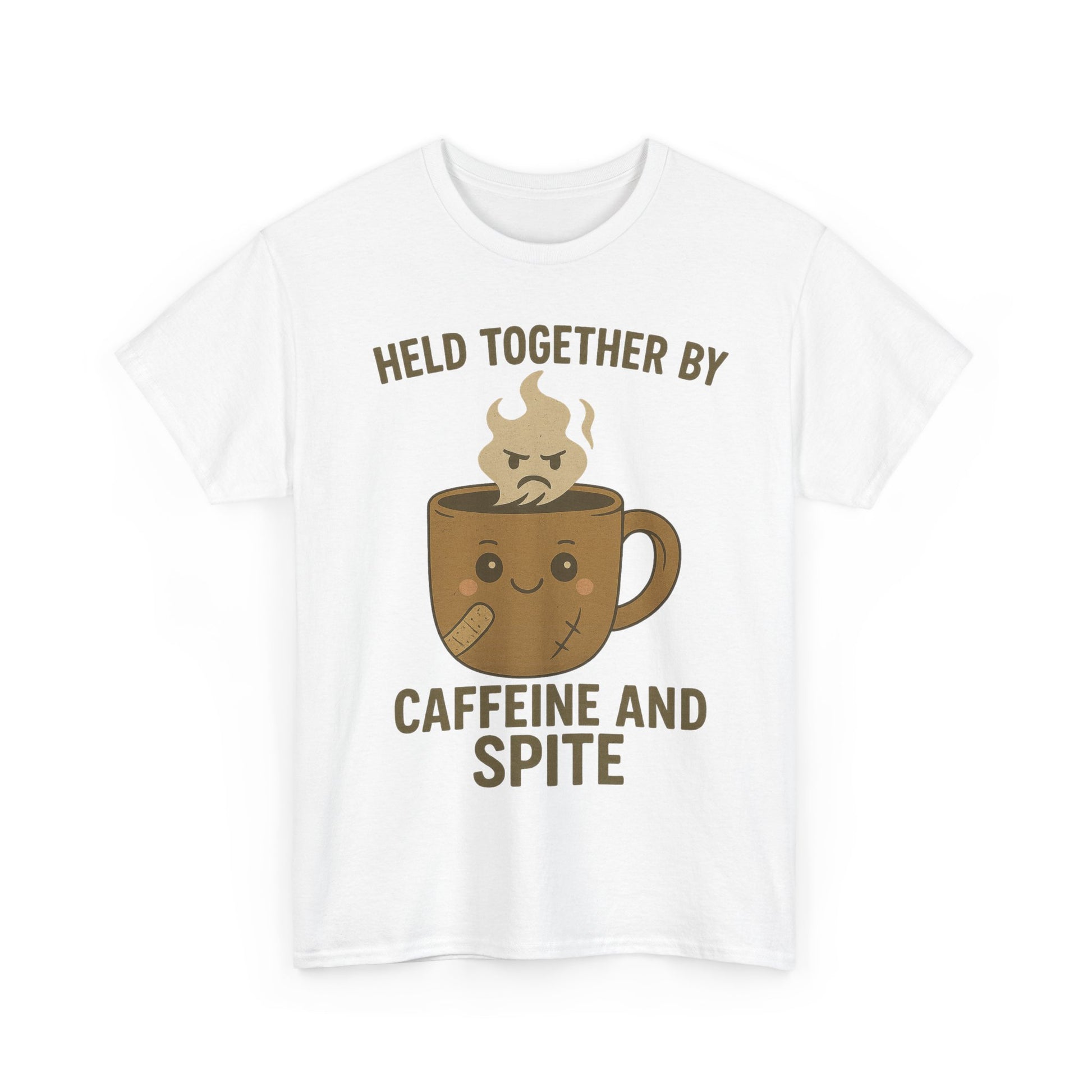 Held Together by Caffeine and Spite T-Shirt – Funny Unisex Tee