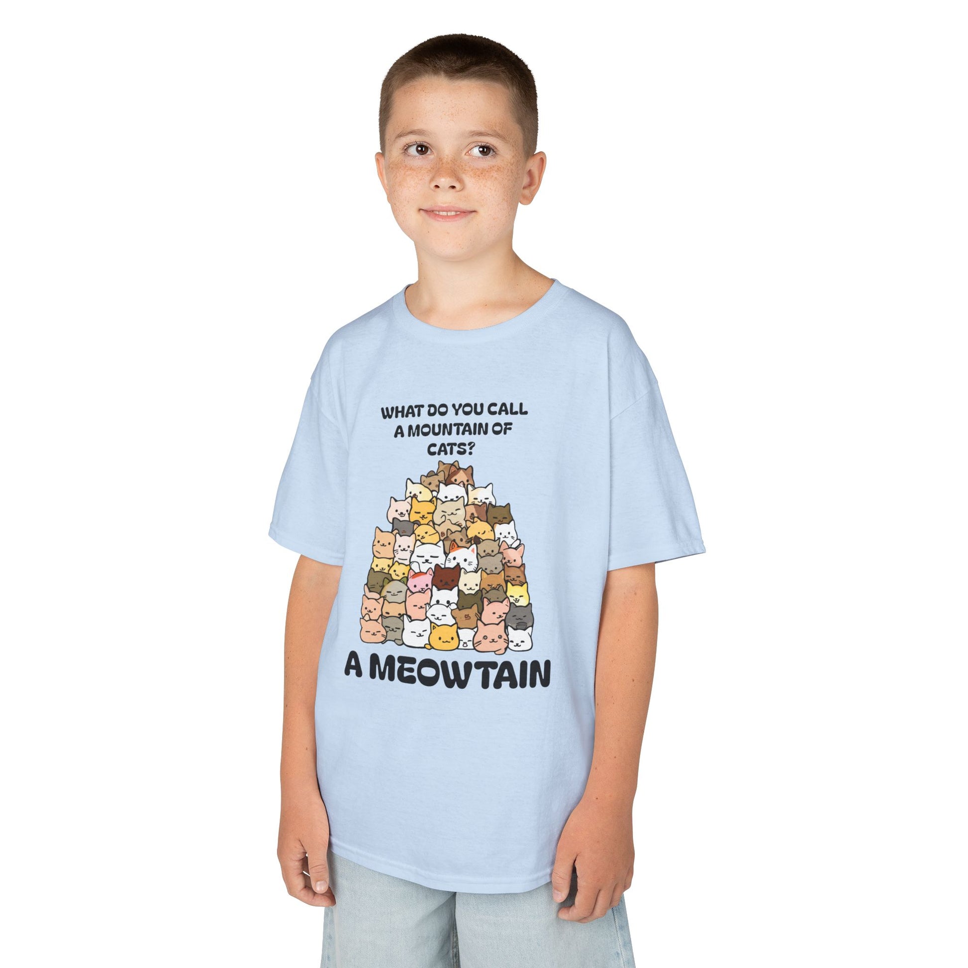 A Meowtain! Funny Cat Pile T-Shirt for Kids – Cute Unisex Graphic Tee