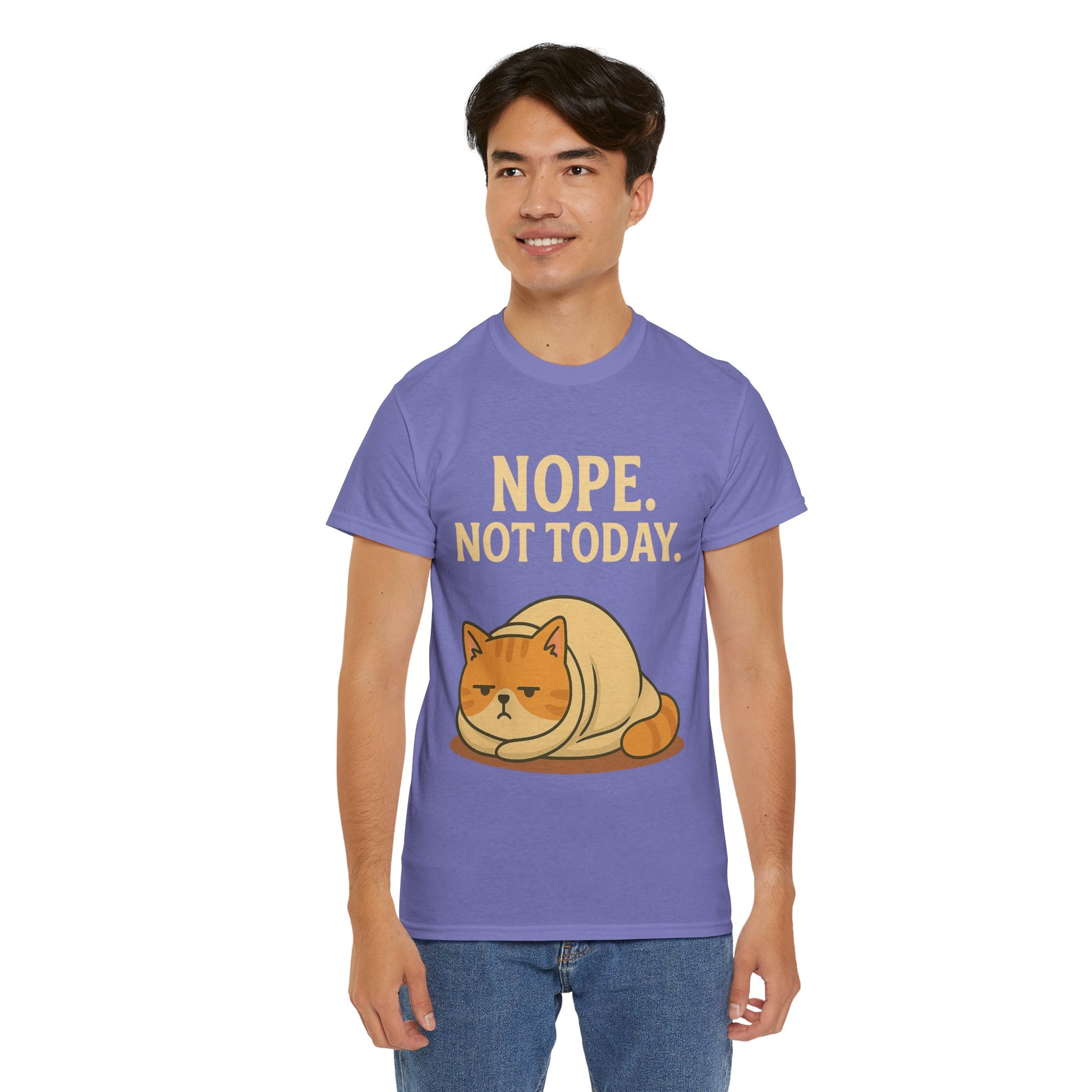 Lazy Cat "Nope. Not Today." Funny Graphic T-Shirt