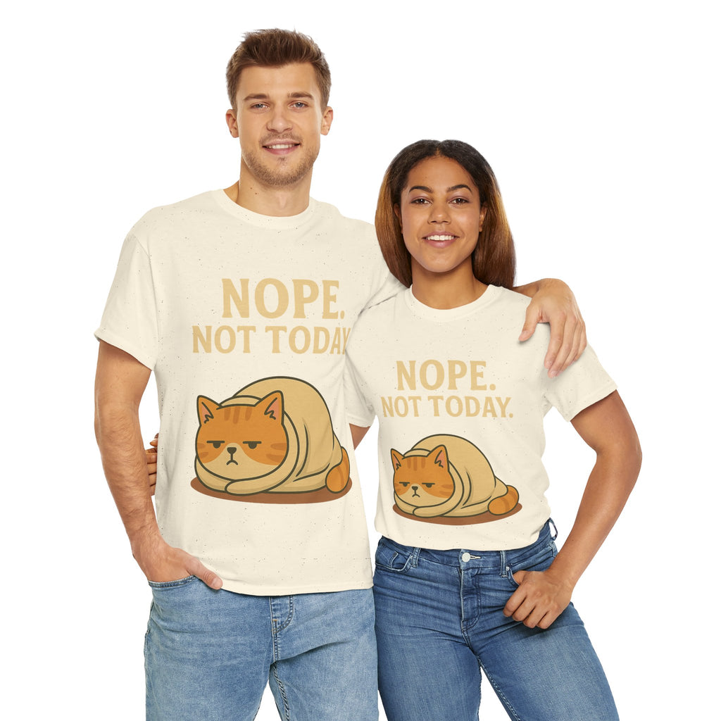 Lazy Cat "Nope. Not Today." Funny Graphic T-Shirt