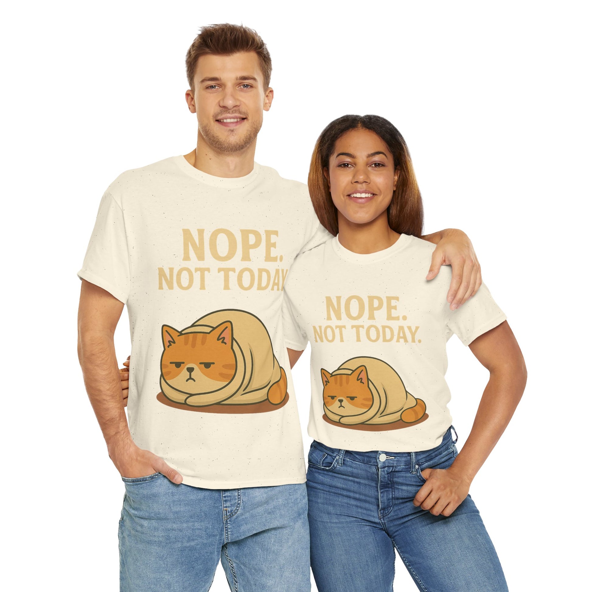 Lazy Cat "Nope. Not Today." Funny Graphic T-Shirt