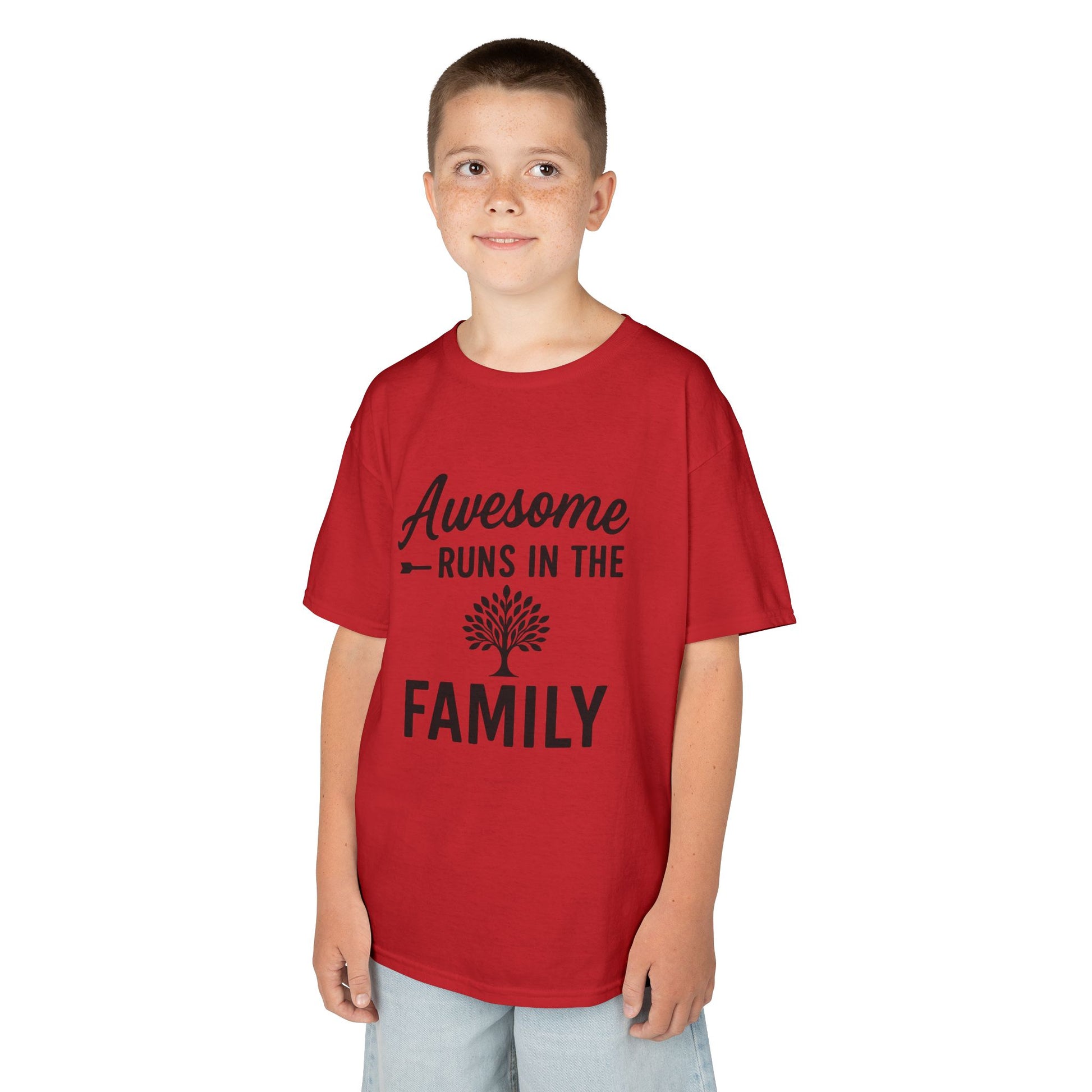 Awesome Runs In The Family Kids T-Shirt – Unisex Heavy Cotton Tee