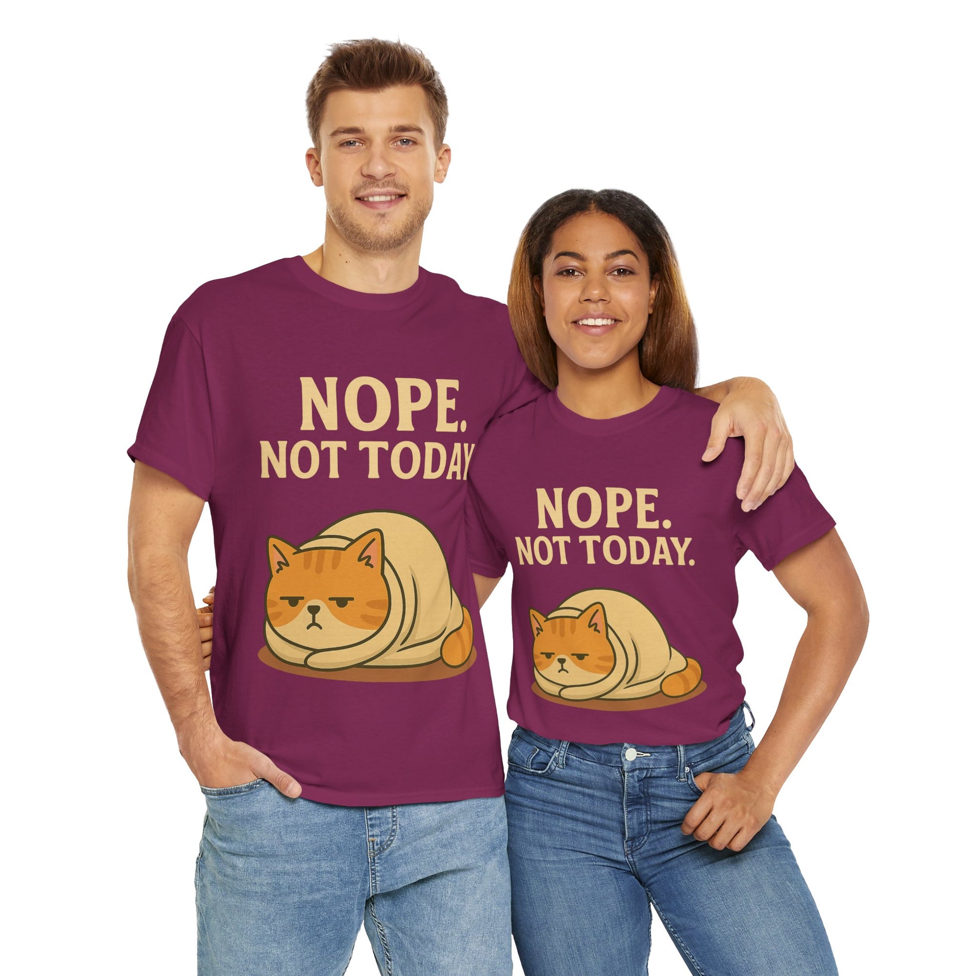 Lazy Cat "Nope. Not Today." Funny Graphic T-Shirt