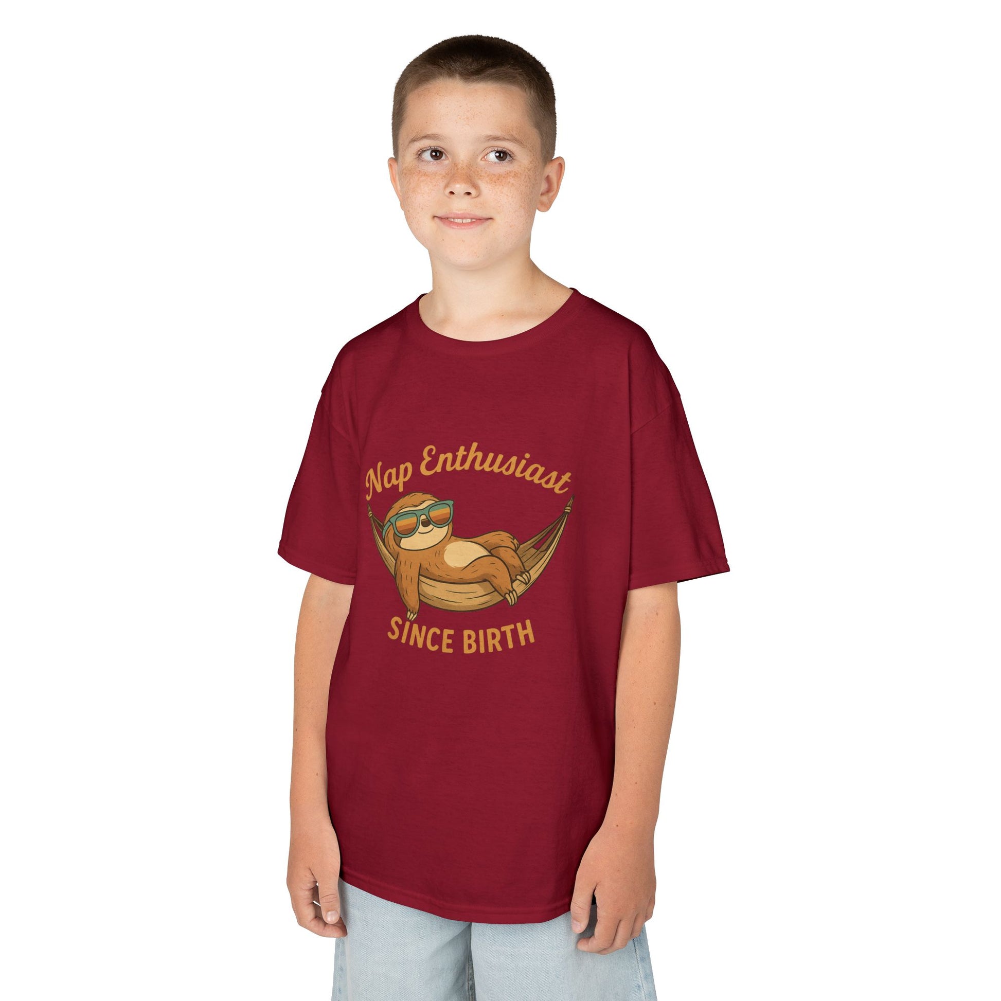 Nap Enthusiast – Vintage Sloth T-Shirt for Kids | Funny Lazy Unisex Cotton Tee