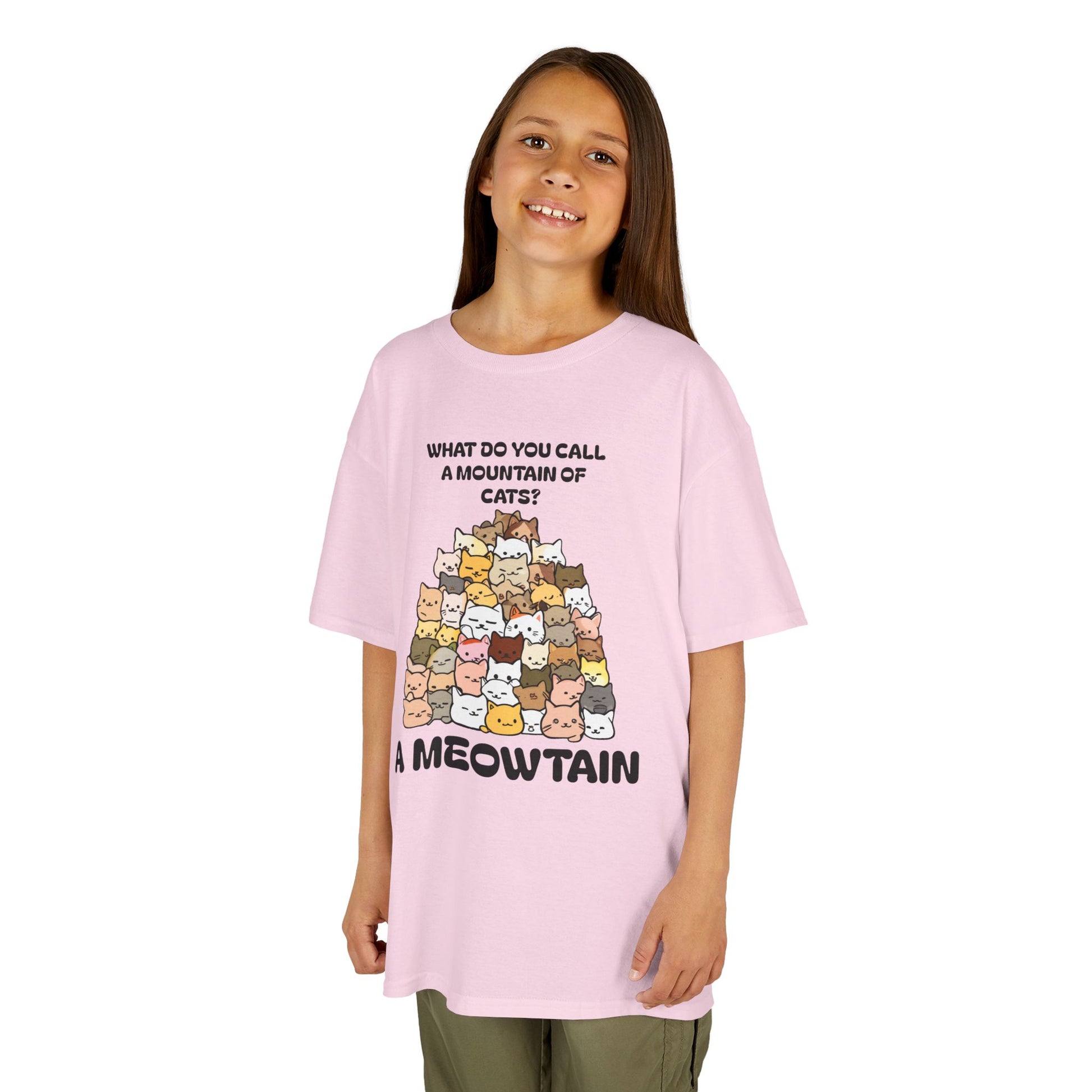 A Meowtain! Funny Cat Pile T-Shirt for Kids – Cute Unisex Graphic Tee